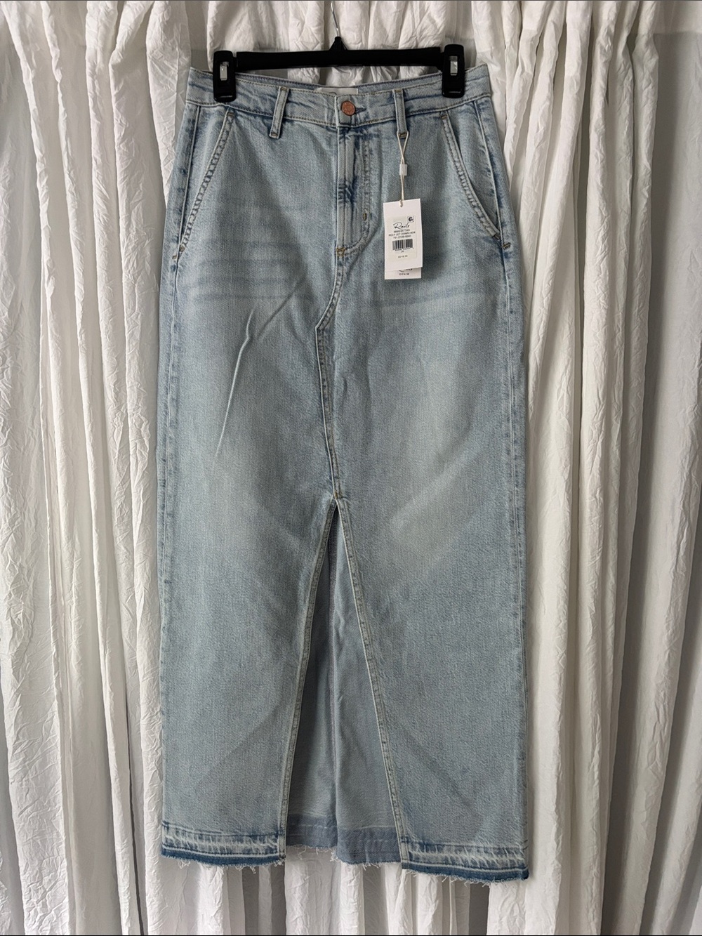 Rails Light Blue Straight-Leg Denim Skirt with Front Slit